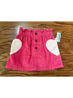 Old Navy Girls 2T Pink Corduroy Heart Pocket Skirt NEW